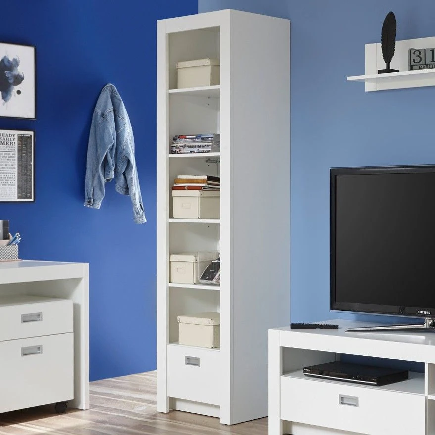 Boekenkast Arkea Met 1 Lade - Wit 1 Boekenkast Arkea Met 1 Lade - Wit