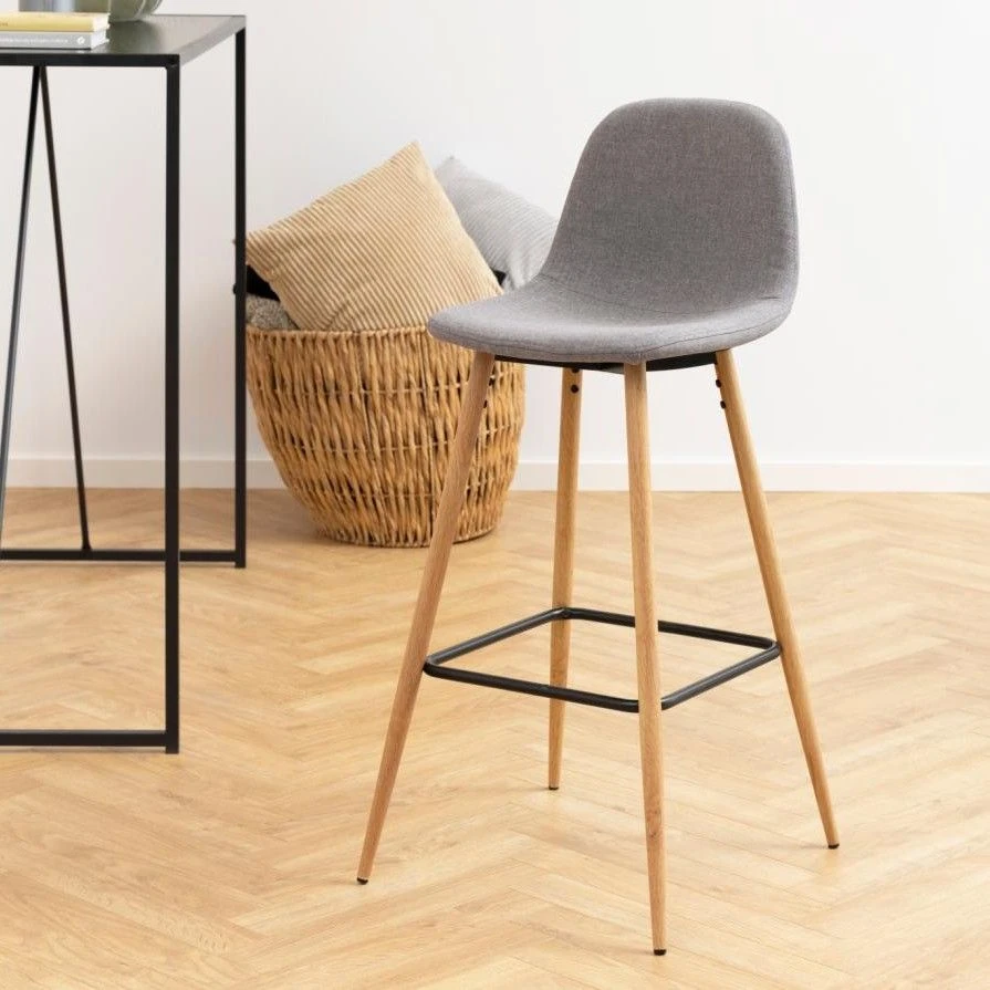 Barstoel Wilhelm Vuurbestendig - Lichtgrijs/eik 1 Barstoel Wilhelm Vuurbestendig - Lichtgrijs/eik