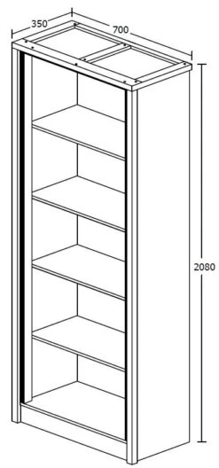 Boekenkast Sela 70cm - Grijze Eik -Emob BIBLIOTHEEK 33a5