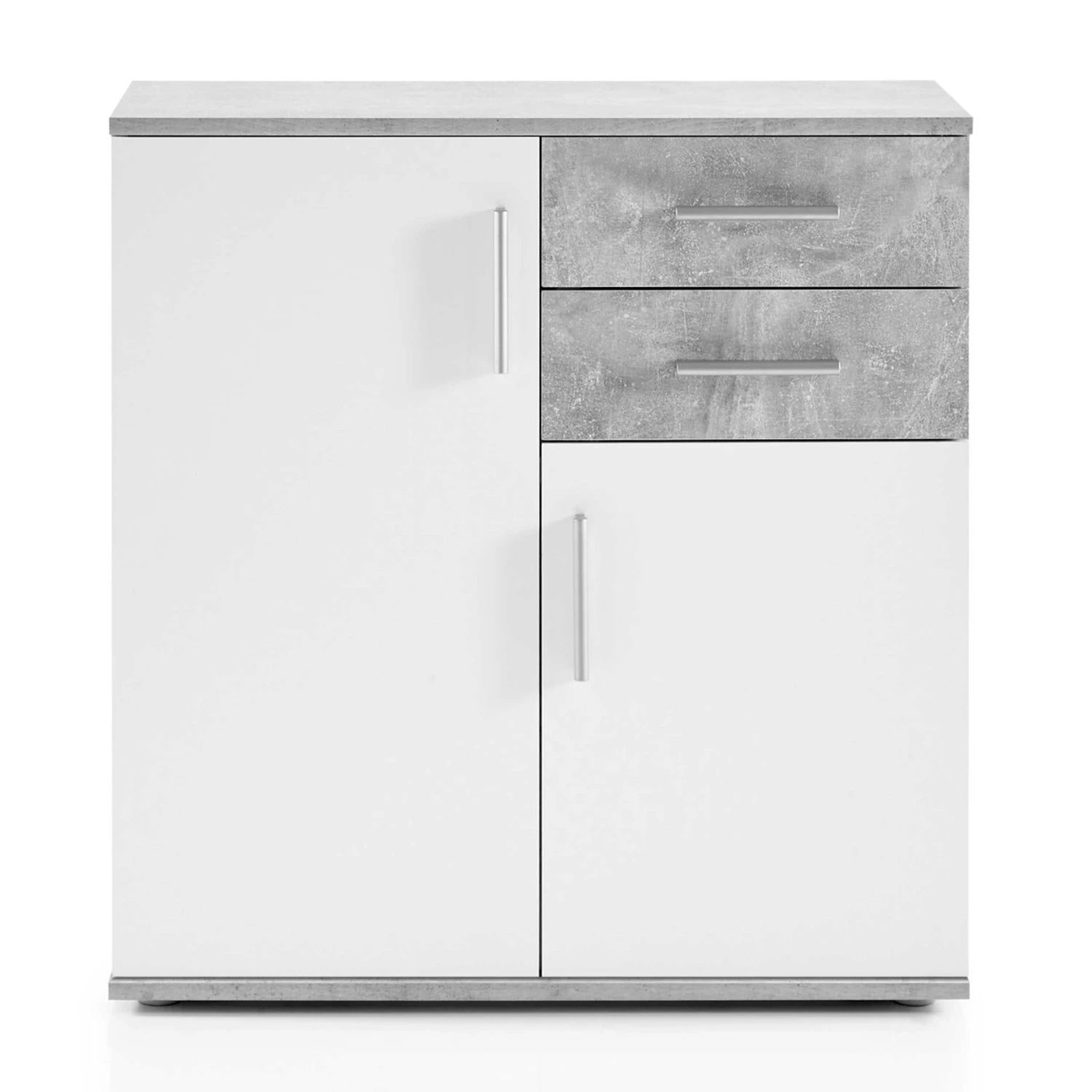 Commode Debby 2 Deuren En 2 Lades - Wit/beton 1 Commode Debby 2 Deuren En 2 Lades - Wit/beton