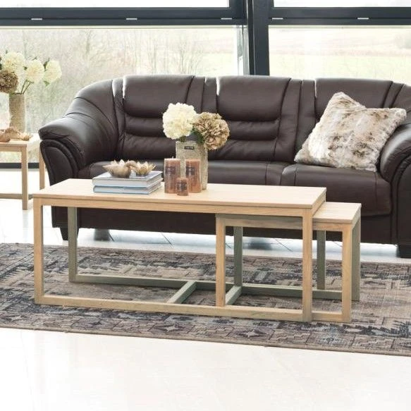 Set Van 3 Salontafels Cornius - Witte Eik 1 Set Van 3 Salontafels Cornius - Witte Eik