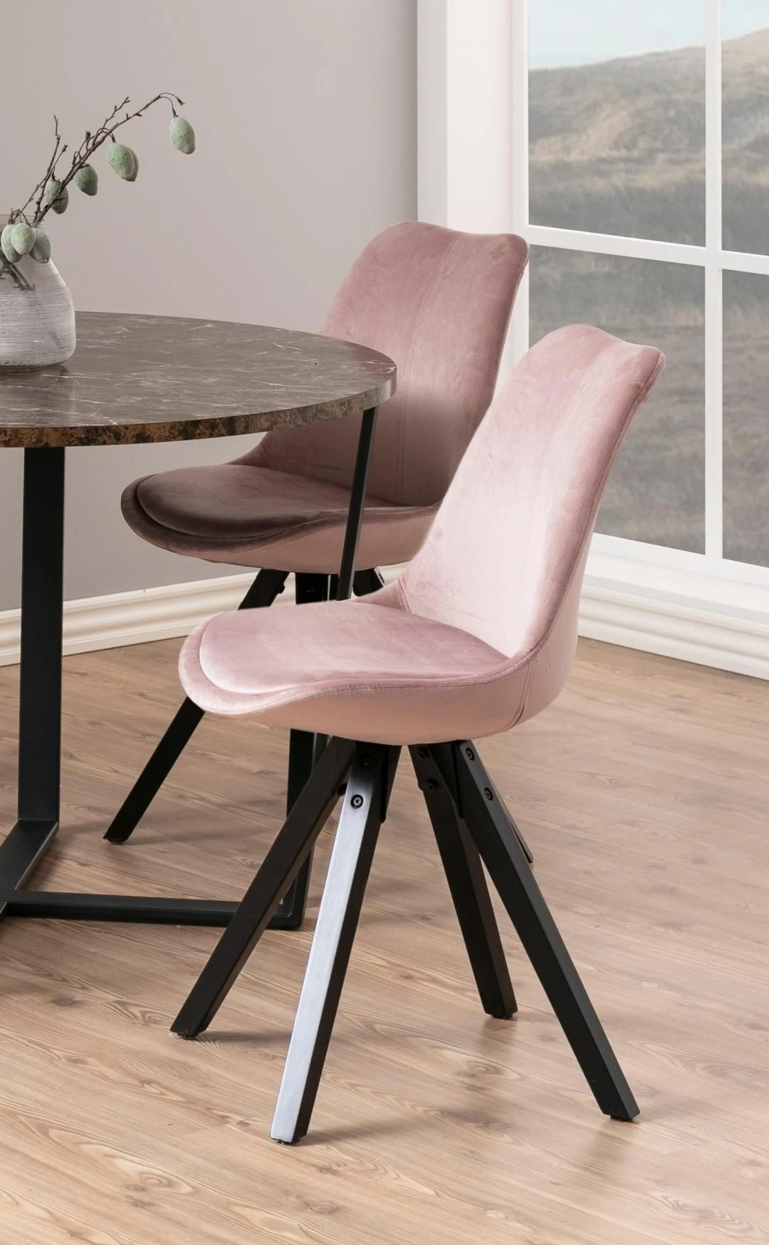 Eettafel Amanda Ø110 - Bruin Marmer/zwart 6 Eettafel Amanda Ø110 - Bruin Marmer/zwart - Afbeelding 6