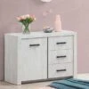 Commode Elvira 120cm Met 1 Deur & 3 Lades - Witte Eik