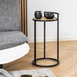 Bijzettafeltje Dover ø33cm - Zwart/wilde Eik