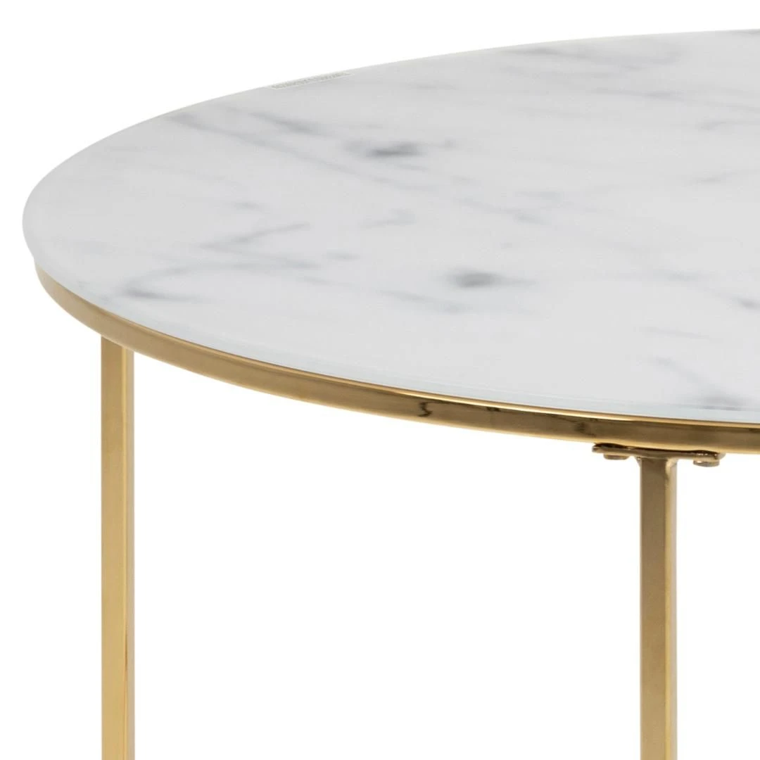 Salontafel Dejan ø80cm - Goud/wit Marmer 5 Salontafel Dejan ø80cm - Goud/wit Marmer - Afbeelding 5