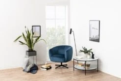 Salontafel Alisma ø80cm, 1 Legplank - Wit Marmer/ Zwart -Emob DB73C65D 5EE1 4034 842D 8371ED7E6E33 9df6