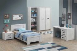 Eenpersoonsbed Elvira 90x200 - Witte Eik -Emob ELVIS BEDROOM SET 2D beb0