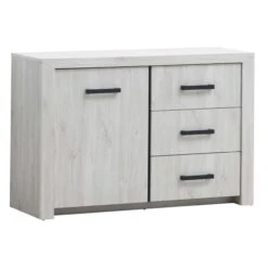 Commode Elvira 120cm Met 1 Deur & 3 Lades - Witte Eik 8 Commode Elvira 120cm Met 1 Deur & 3 Lades - Witte Eik -Emob ELVIS CABINET 266b
