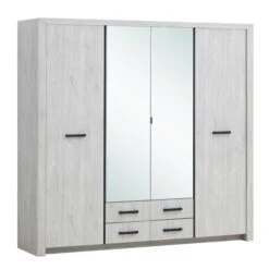 Kledingkast Elvira | 218 X 55 X 208 Cm | Grijs -Emob ELVIS WARDROBE 4P be1d