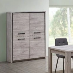 Buffetkast Sela 120cm, 4 Deuren - Grijze Eik