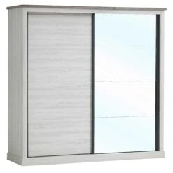 Kledingkast Emily 220cm Met 2 Schuifdeuren & Spiegel - Grijs