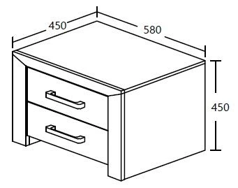 Nachtkastje Elvira 2 Lades - Witte Eik 2 Nachtkastje Elvira 2 Lades - Witte Eik - Afbeelding 2