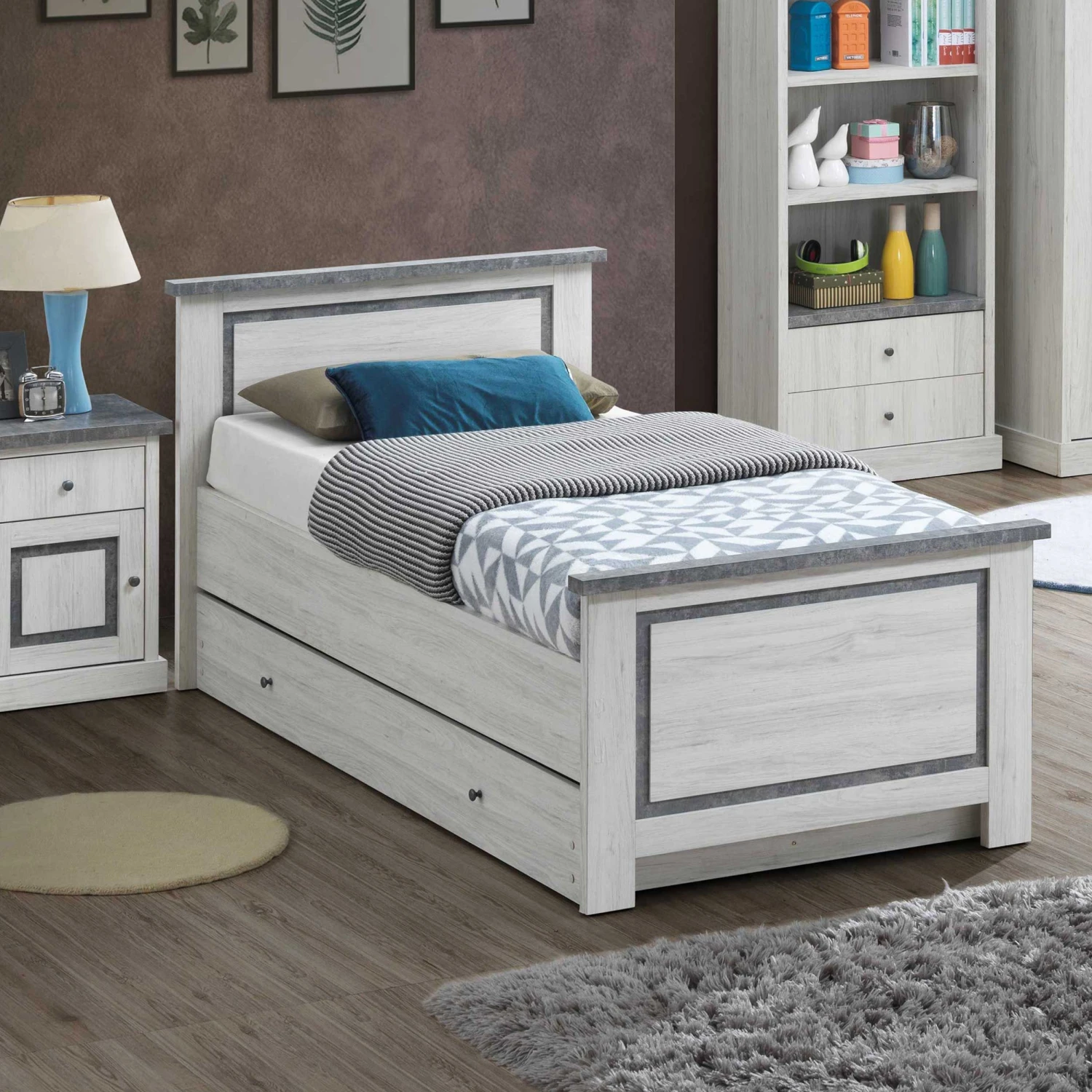 Bed Hannelore - Eik Met Betonlook Afwerking 1 Bed Hannelore - Eik Met Betonlook Afwerking
