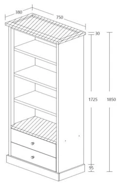 Boekenkast Hannelore Met 2 Lades - Grijze Eik 5 Boekenkast Hannelore Met 2 Lades - Grijze Eik -Emob Emma bibliotheek f68e