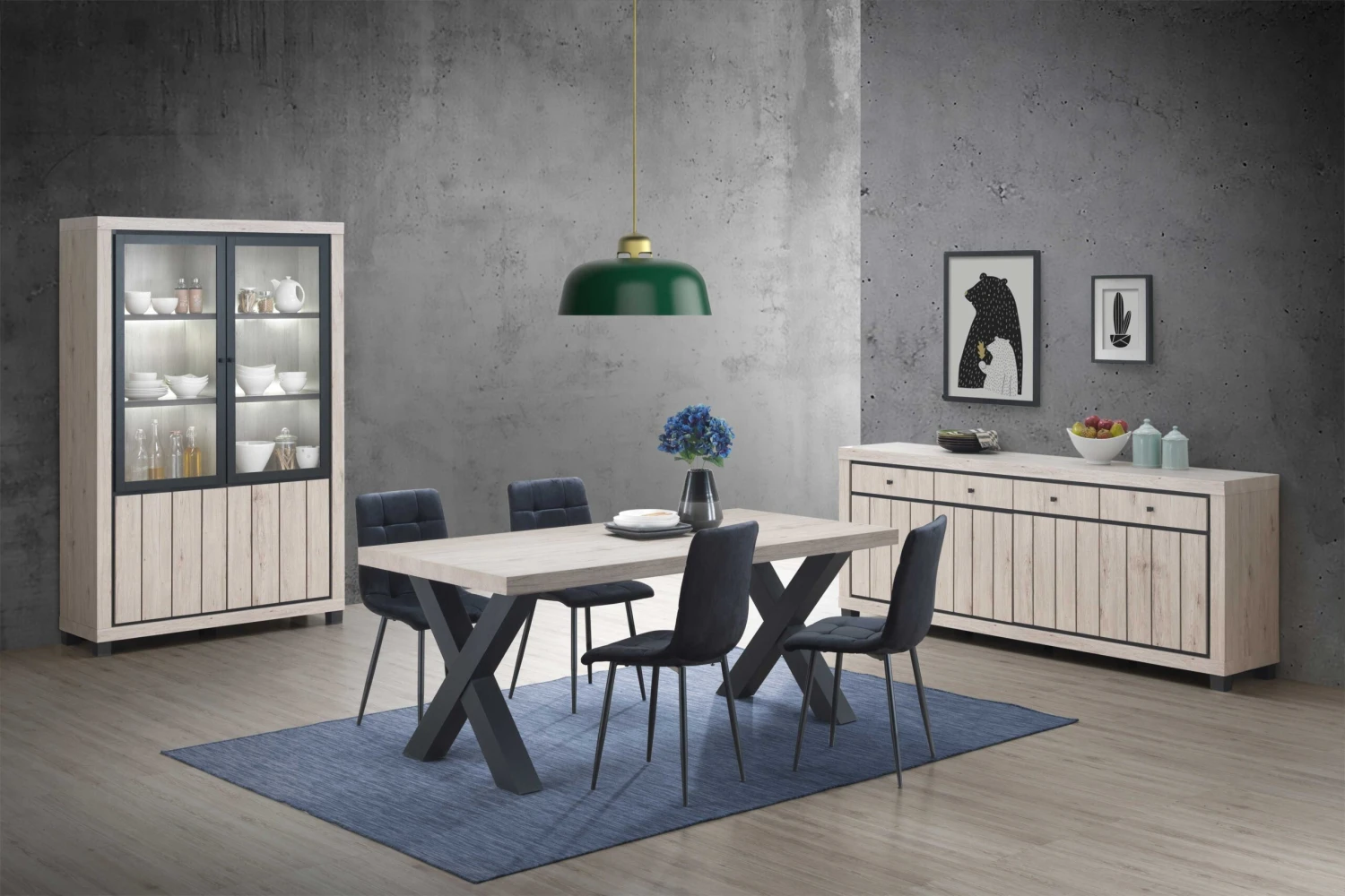 Eettafel Elke 190x95 Landelijk - Eik/antraciet 2 Eettafel Elke 190x95 Landelijk - Eik/antraciet - Afbeelding 2