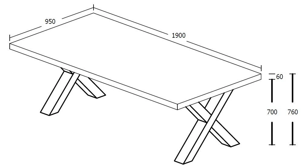 Eettafel Elke 190x95 Landelijk - Eik/antraciet 3 Eettafel Elke 190x95 Landelijk - Eik/antraciet - Afbeelding 3