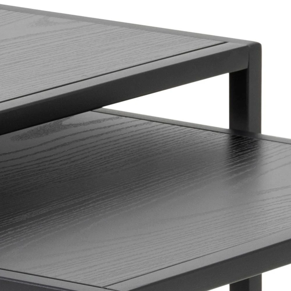 Set Van 2 Bijzettafeltjes Seaford - Zwart 2 Set Van 2 Bijzettafeltjes Seaford - Zwart - Afbeelding 2