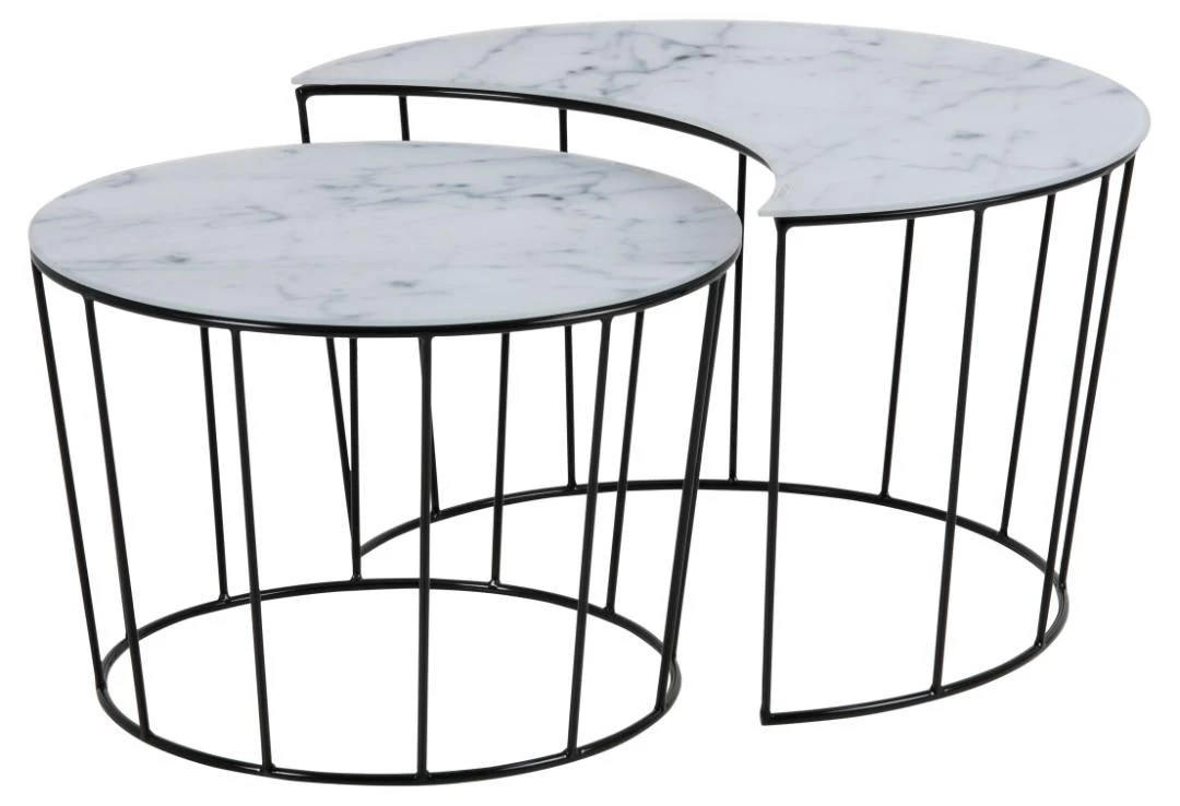 Set Van 2 Salontafels Bonza - Marmer/zwart 6 Set Van 2 Salontafels Bonza - Marmer/zwart - Afbeelding 6