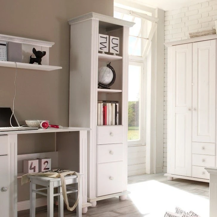 Boekenkast Laurel Met 3 Lades - Wit 1 Boekenkast Laurel Met 3 Lades - Wit