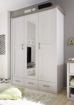 Kledingkast Larnaca 148cm Met Spiegel & 3 Deuren - Wit -Emob Luca Juzi Milieu KS 58 262 B5 7938