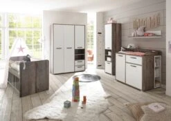 Kledingkast Petrus | 138 X 57 X 201 Cm | Wit En Bruin -Emob Moon Babyzimmer 3trg mod 2 33a1