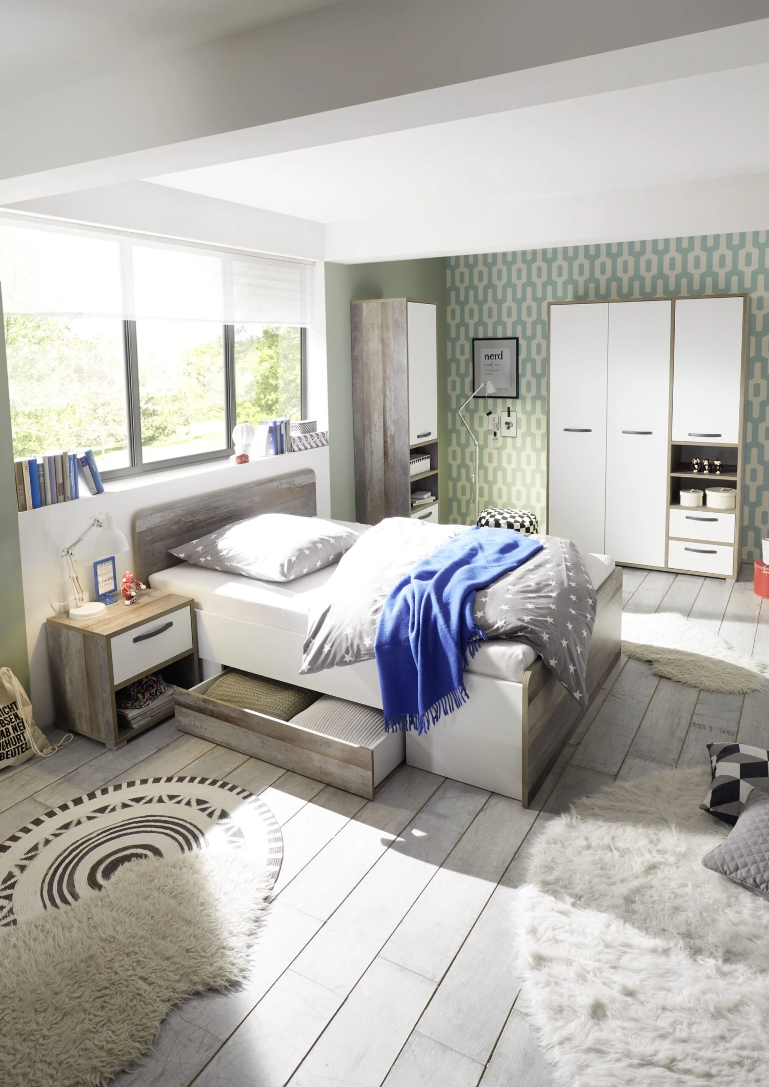 Kledingkast Petrus | 138 X 57 X 201 Cm | Wit En Bruin - Afbeelding 2