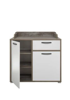 Commode Petrus Met 2 Deuren & 1 Lade - Wit/drijfhout -Emob Moon Wickelkommode Freisteller frontal offen 6df1