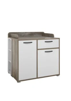 Commode Petrus Met 2 Deuren & 1 Lade - Wit/drijfhout -Emob Moon Wickelkommode Freisteller seitlich 3597
