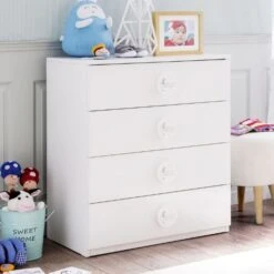 Commode | 100% Melaminegecoat | 4 Laden | Zachtsluitend | Baby- En Kindvriendelijk | Zelfmontage
