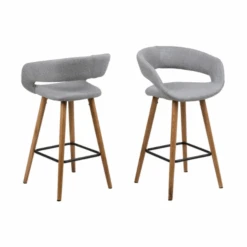 Barstoel Dusty - Lichtgrijs/massieve Eik