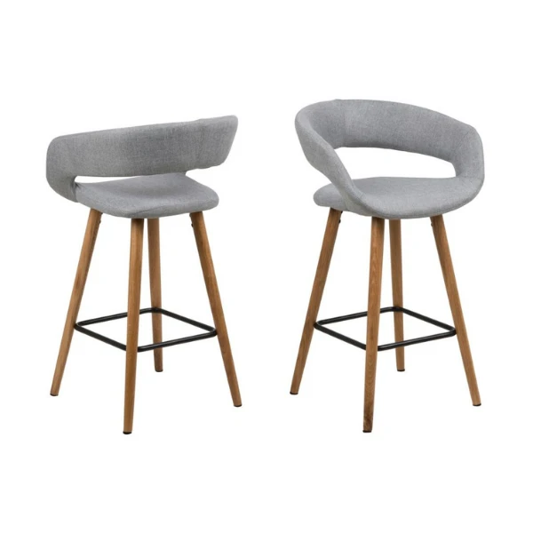 Barstoel Dusty - Lichtgrijs/massieve Eik 1 Barstoel Dusty - Lichtgrijs/massieve Eik