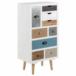 Commode Tiara 48cm, 9 Lades - Wit/multicolor