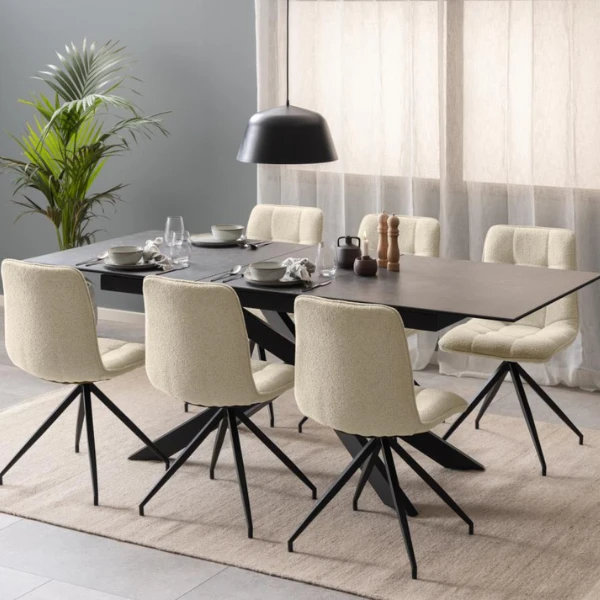 Irwine Rechthoekige Eettafel - Zwart Keramisch Blad, Uitschuifblad, 168/210 Cm 1 Irwine Rechthoekige Eettafel - Zwart Keramisch Blad, Uitschuifblad, 168/210 Cm