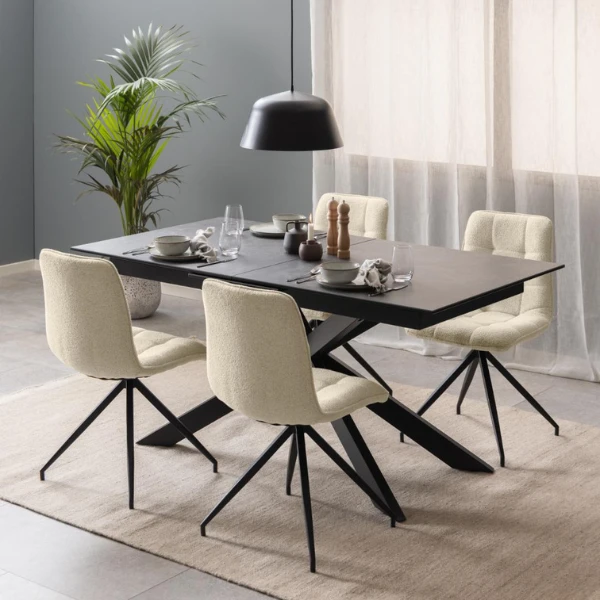 Irwine Rechthoekige Eettafel - Zwart Keramisch Blad, Uitschuifblad, 168/210 Cm 5 Irwine Rechthoekige Eettafel - Zwart Keramisch Blad, Uitschuifblad, 168/210 Cm - Afbeelding 5