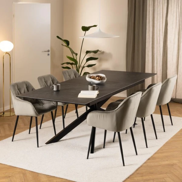 Irwine Rechthoekige Eettafel - Zwart Keramisch Blad, Kruisvoet 6 Irwine Rechthoekige Eettafel - Zwart Keramisch Blad, Kruisvoet - Afbeelding 6