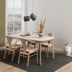 Janik Eetkamerstoel Met Armleuning: Off White Papieren Vlechten