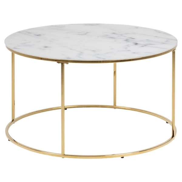 Salontafel Dejan ø80cm - Goud/wit Marmer 7 Salontafel Dejan ø80cm - Goud/wit Marmer - Afbeelding 7