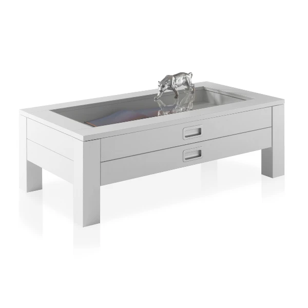 Salontafel Cancelo 110cm Met 2 Lades - Wit 1 Salontafel Cancelo 110cm Met 2 Lades - Wit