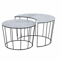 Set Van 2 Salontafels Bonza - Marmer/zwart