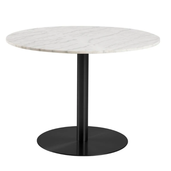 Ronde Eettafel Carlos ø105cm - Wit Marmer/zwart 1 Ronde Eettafel Carlos ø105cm - Wit Marmer/zwart