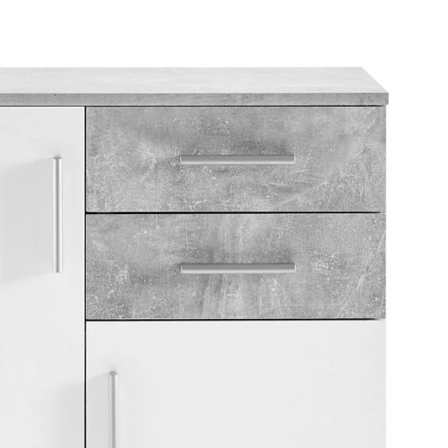 Commode Debby 2 Deuren En 2 Lades - Wit/beton 2 Commode Debby 2 Deuren En 2 Lades - Wit/beton - Afbeelding 2