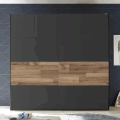 Kledingkast Aquino 215cm 2 Deuren - Grafiet/eik