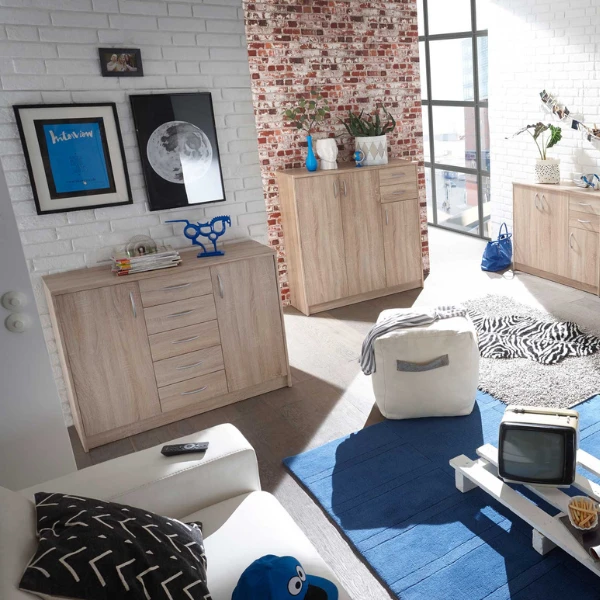 Dressoir Ultima 109cm Met 2 Deuren & 5 Lades - Sonoma Eik 2 Dressoir Ultima 109cm Met 2 Deuren & 5 Lades - Sonoma Eik - Afbeelding 2