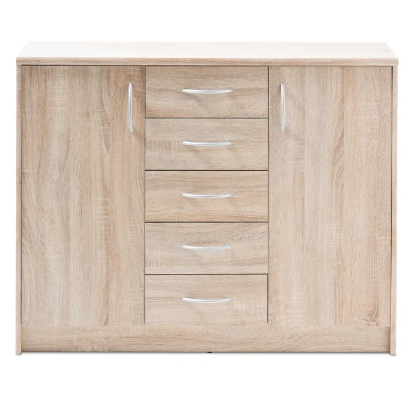 Dressoir Ultima 109cm Met 2 Deuren & 5 Lades - Sonoma Eik 1 Dressoir Ultima 109cm Met 2 Deuren & 5 Lades - Sonoma Eik
