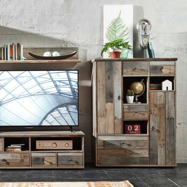 Buffetkast Clem 99cm Drie Deuren & Drie Lades - Driftwood 2 Buffetkast Clem 99cm Drie Deuren & Drie Lades - Driftwood - Afbeelding 2