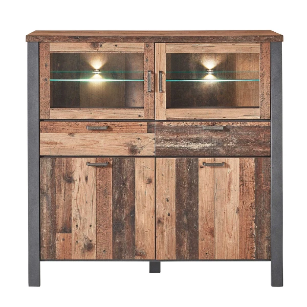 Buffetkast Carthago 4 Deuren & 2 Lades - Oud Hout/antraciet 3 Buffetkast Carthago 4 Deuren & 2 Lades - Oud Hout/antraciet - Afbeelding 3