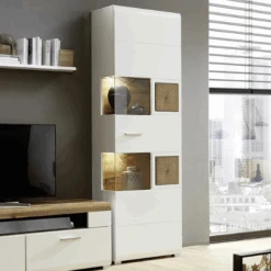 Vitrinekast Felice 1 Deur Met LED-verlichting - Wit