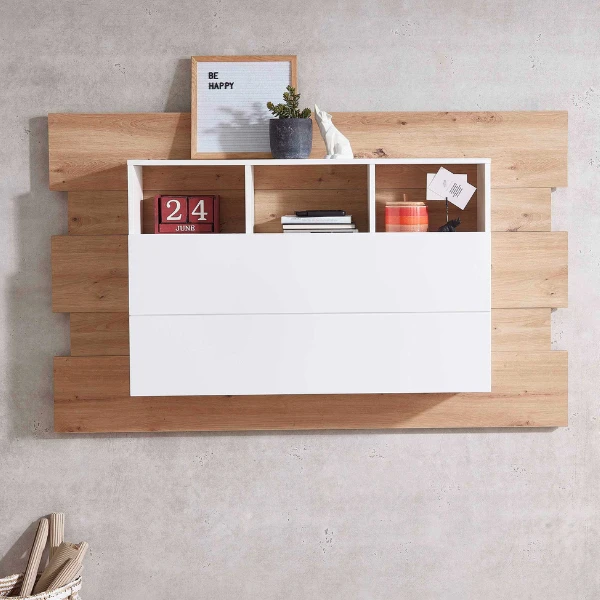 Secretaire Inovo 150cm Wandmodel - Eik/wit 3 Secretaire Inovo 150cm Wandmodel - Eik/wit - Afbeelding 3