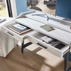 Bureau Inovo Uitschuifbaar Met 2 Lades - Wit/zwart -Emob Ontwerp zonder titel 2022 08 09T092455.267 d715