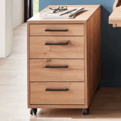 Ladeblok Inovo Met Wielen 4 Lades - Eik/zwart